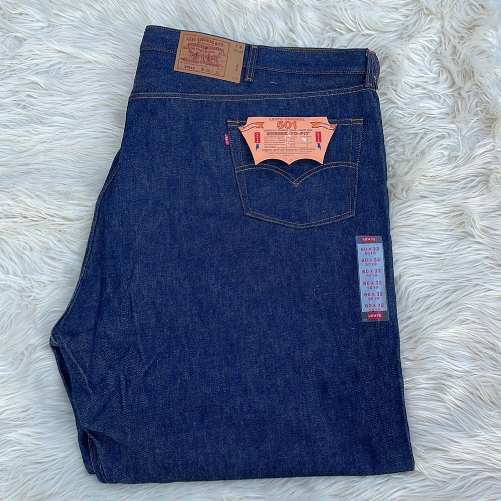 Levi's Strauss Men's Big & Tall Levi's 501 Original Fit Blue Jeans Size 60 x 32